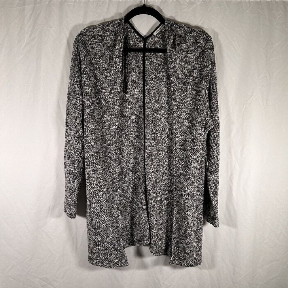 American Eagle Cardigan Women's Small Black Whit Knit Open Front Sweater